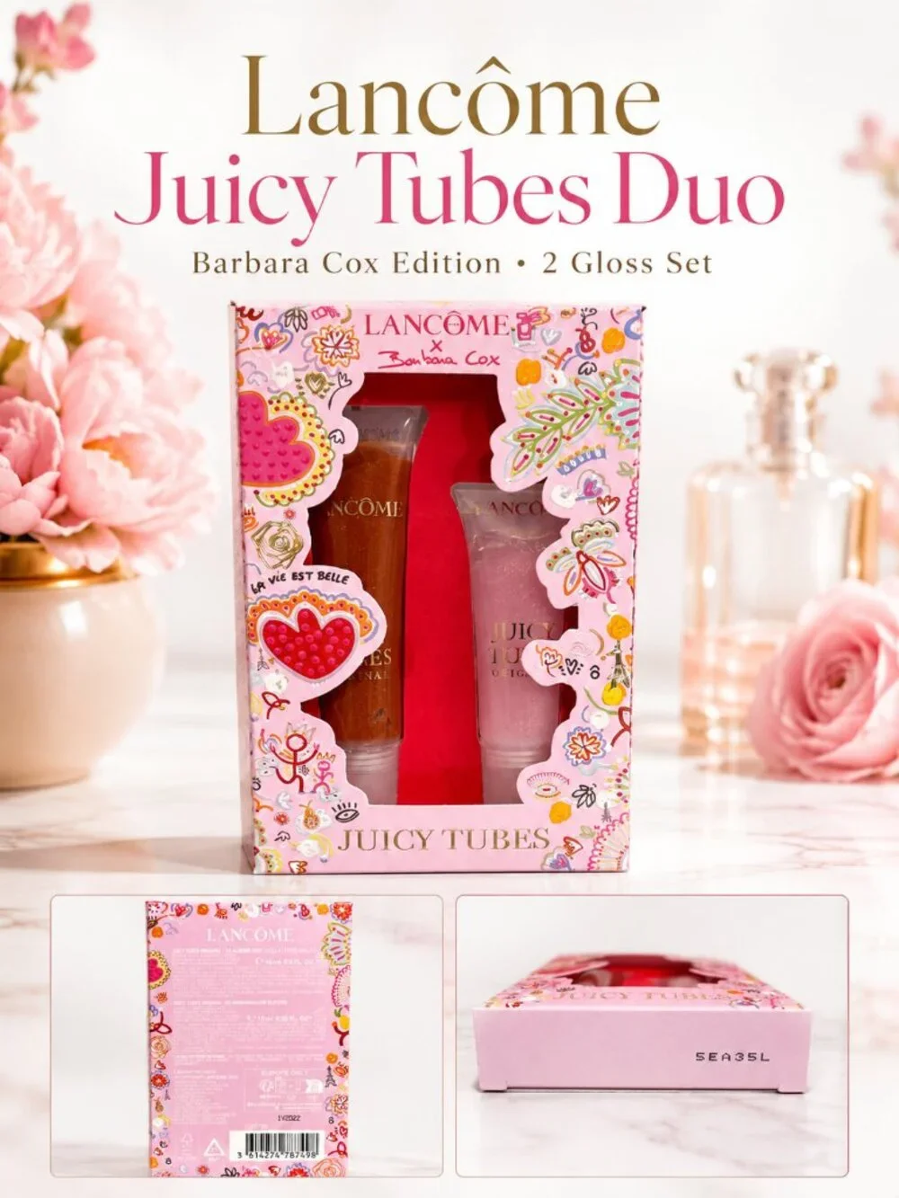 Lancôme Juicy Tubes Barbara Cox Lip Gloss Duo Set NIB